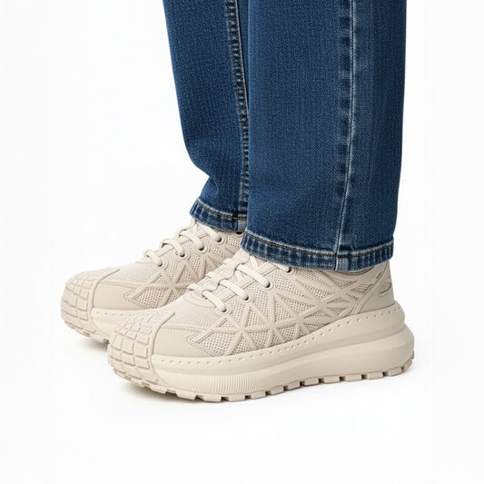 ディストーション レベル DISTORTION REBEL WHITE DIS25F0001-WH 5cm盛れる厚底スニーカー メンズ。軽量で幅広設計のチャンキーソールが歩きやすい。トールシューズ・シークレットスニーカーで身長UP&スタイルアップを叶える人気の上げ底靴。