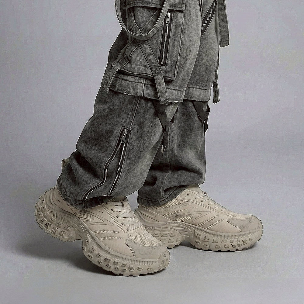 ディストーション レベル DISTORTION REBEL WHITE DIS25F0001-WH 7cm盛れる厚底スニーカー メンズ。軽量で幅広設計のチャンキーソールが歩きやすい。トールシューズ・シークレットスニーカーで身長UP＆スタイルアップを叶える人気の上げ底靴。