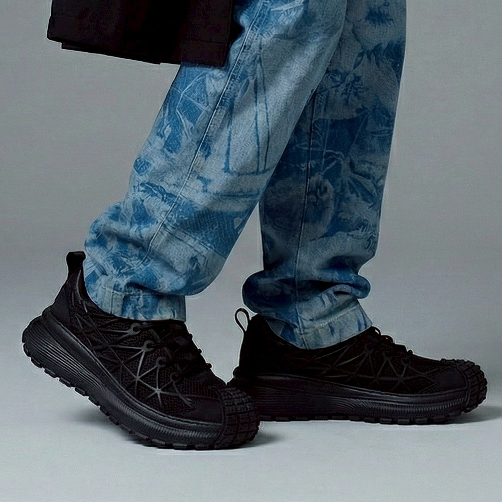 ディストーション レベル DISTORTION REBEL BLACK DIS25F0001-BK 5cm盛れる厚底スニーカー メンズ。軽量で幅広設計のチャンキーソールが歩きやすい。トールシューズ・シークレットスニーカーで身長UP＆スタイルアップを叶える人気の上げ底靴。