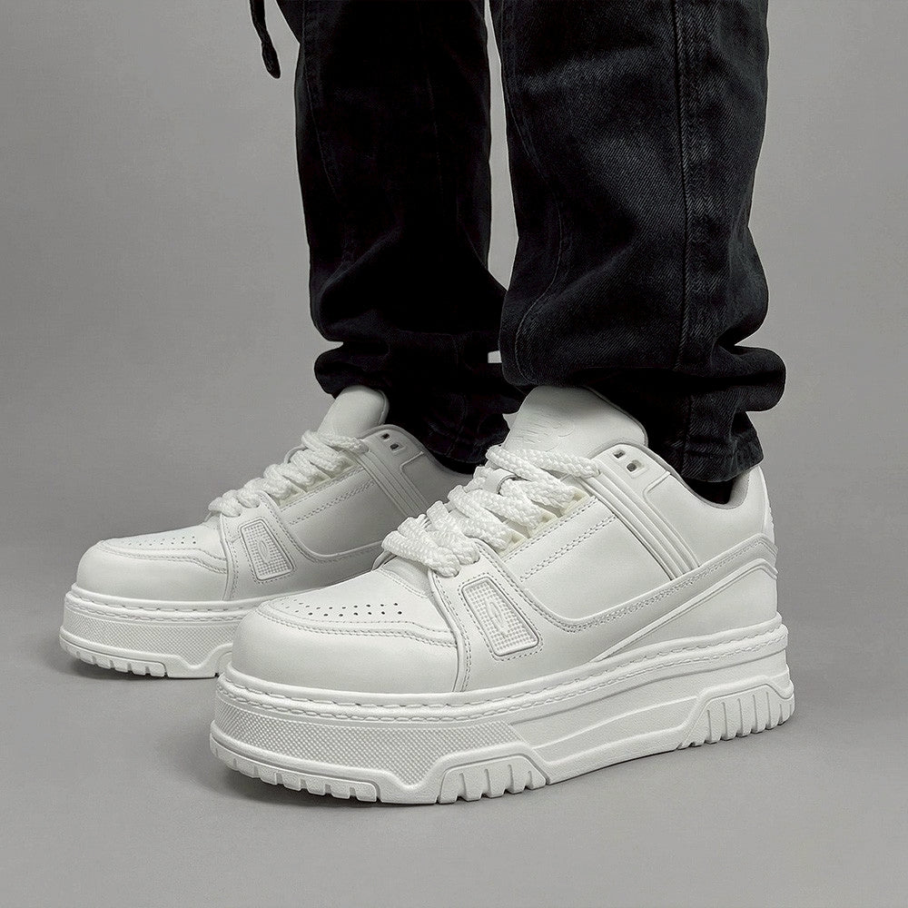 DISTORTION DISSENT Men's Platform Sneakers, WHITE (DIS25F0006-WH